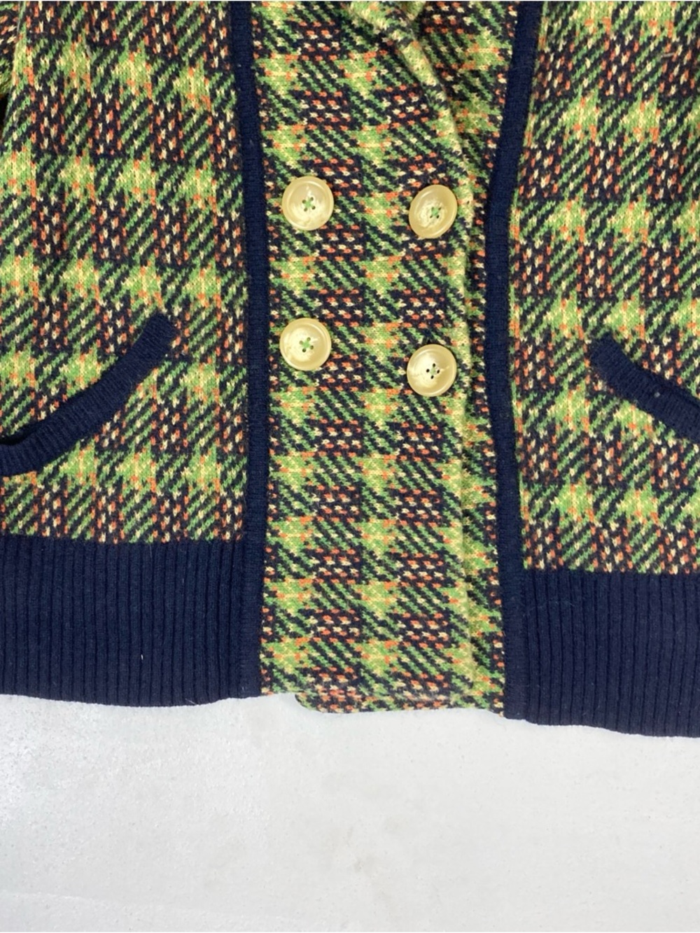 Sparrow Anthropologie Jacket Womens Medium Green Lambswool Cardigan Houndstooth - Picture 4 of 15